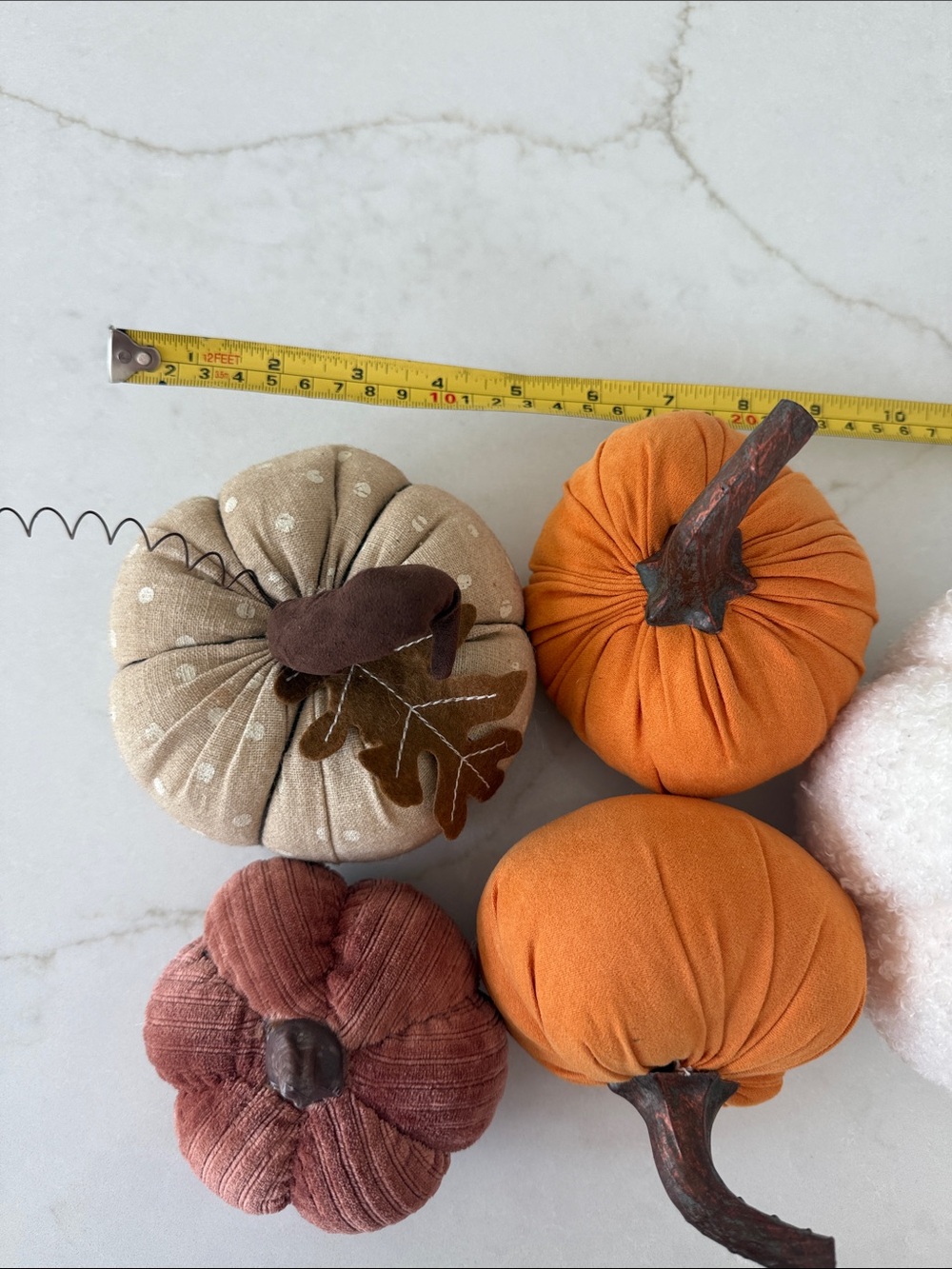 Fabric Pumpkin Décor Set - Orange, White, Beige, Rust - Seasonal Home Accents - Picture 7 of 7
